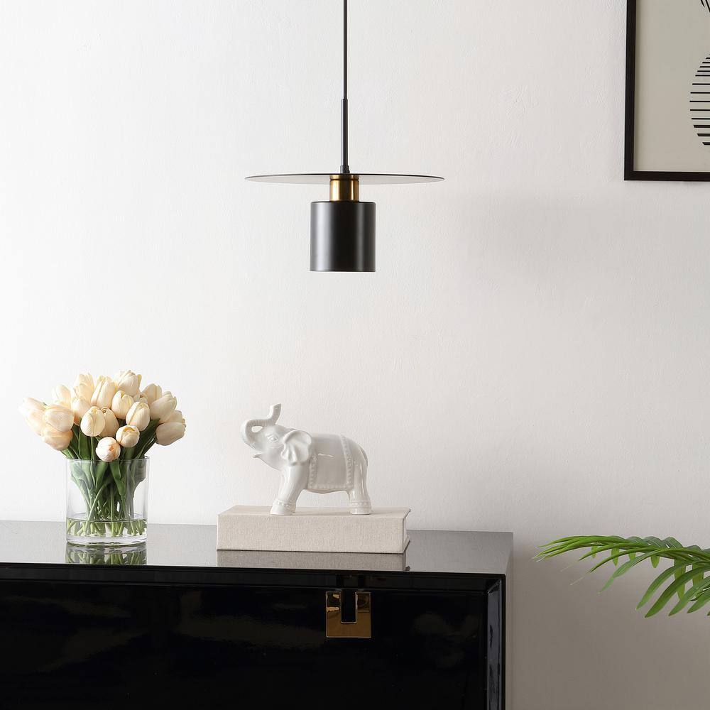Contemporary 71'' Black and Brass Metal Pendant Light