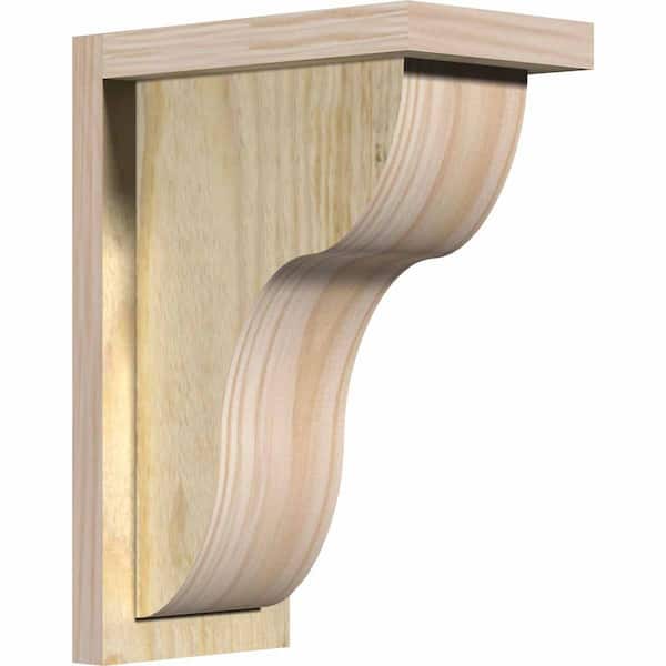 Ekena Millwork 6 in. x 10 in. x 14 in. Douglas Fir Carmel Rough Sawn Corbel with Backplate