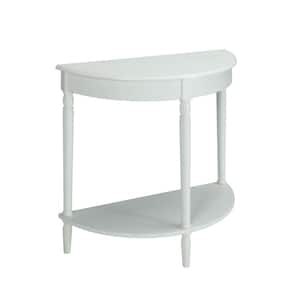 French Country 32 in. White Standard Half-Circle Wood Console Table with Shelf