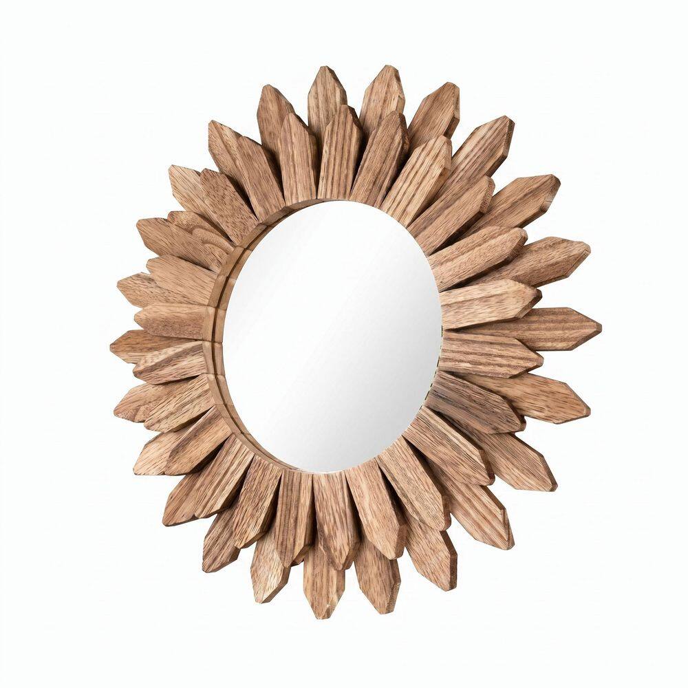 Light Brown 20 in. W x 20 in. H Sunburst-Shaped Natural Wood Framed Round Decorative Wall Bathroom Vanity Mirror price history on PriceWatchPro