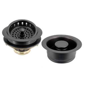 3-1/2 in. Post Style Large Kitchen Basket Strainer with Disposal Flange and Stopper in Oil Rubbed Bronze