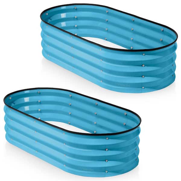 Metal Raised Garden Beds Outdoor 4 x 2 x 1 ft. (2-Pack) Planter Raised Bed for Gardening Vegetables Flowers (Teal Color)