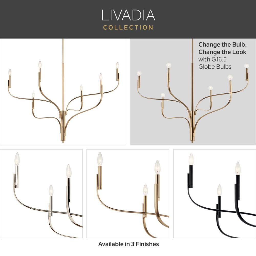 Black 8-Light Asymmetric Candle Chandelier