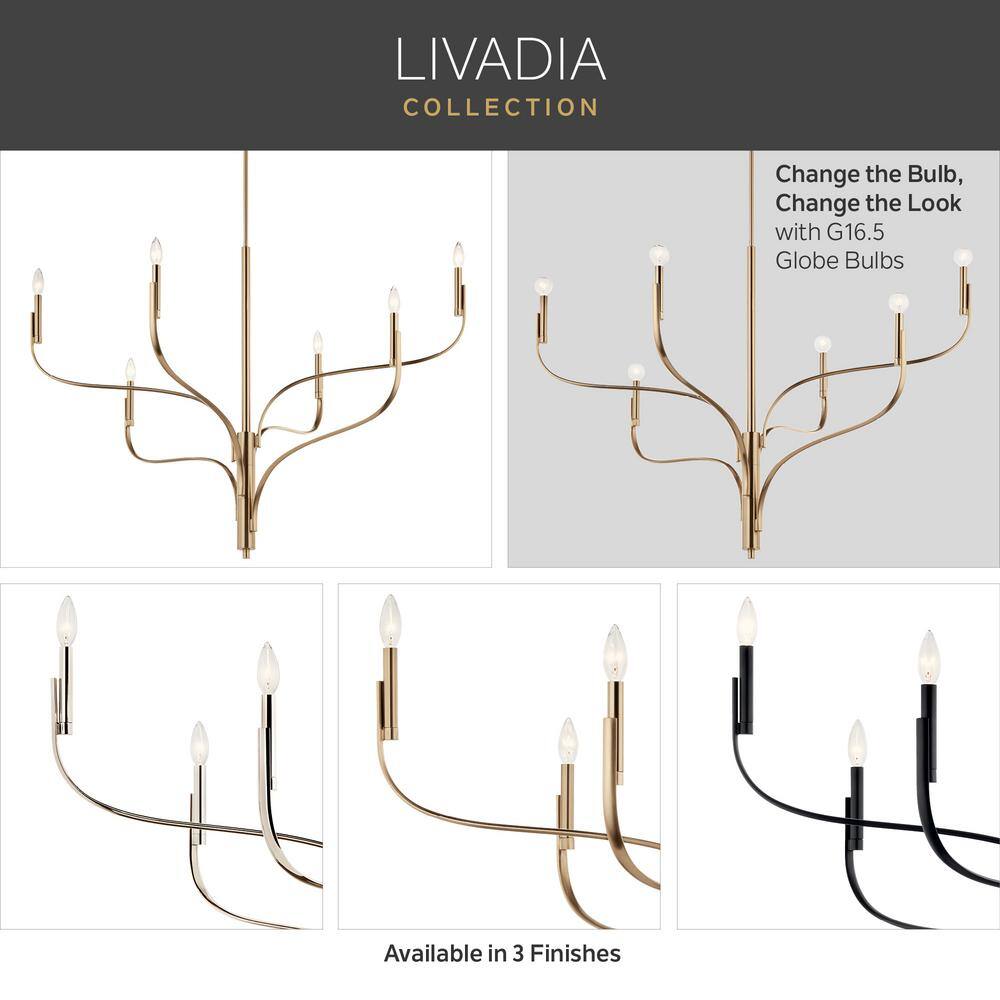 Champagne Bronze 6-Light Taper Candle Style Chandelier