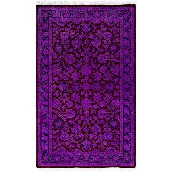 Overdyed Purple 4 x 6 Solid Wool Indoor Area Rug