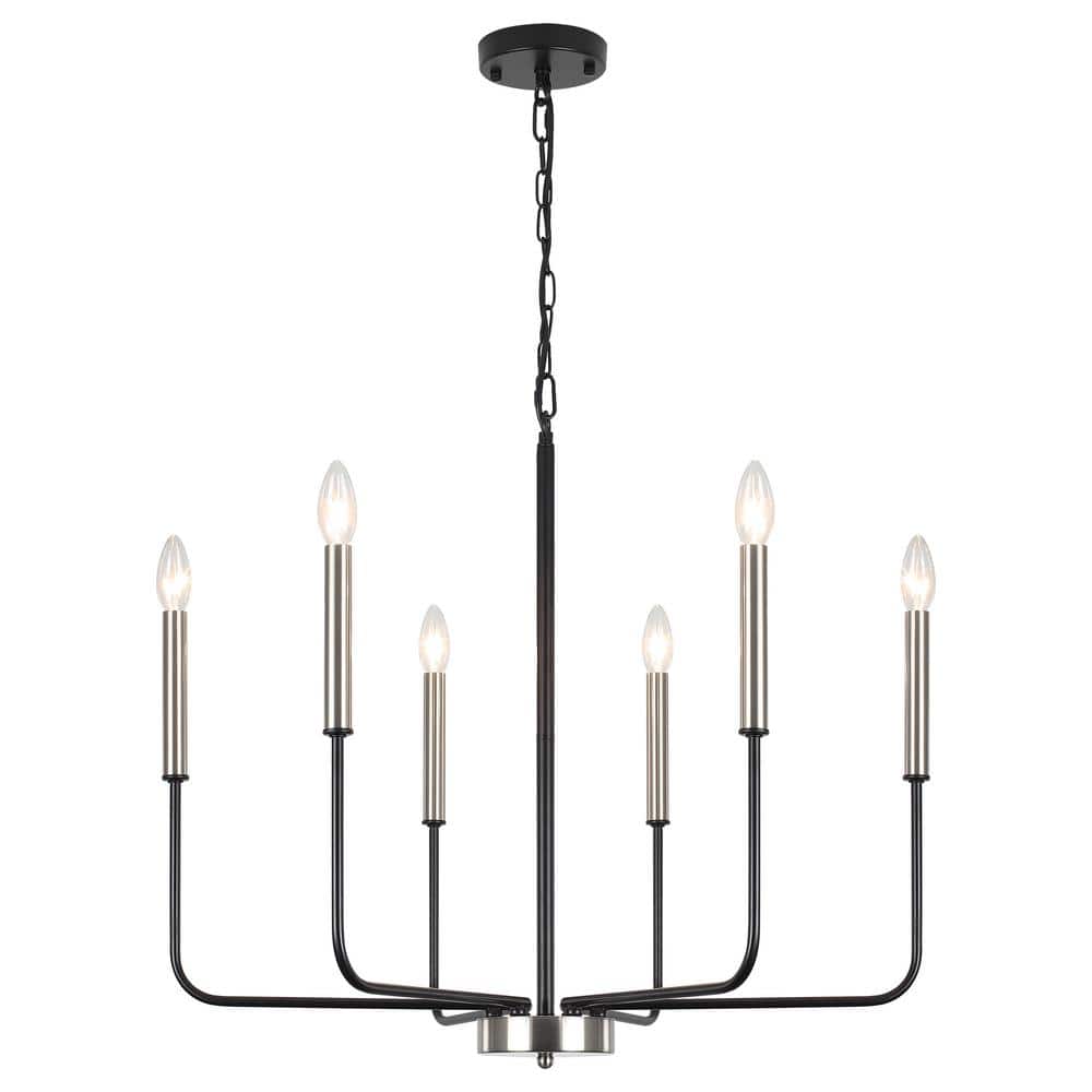 6-light Black and Nickel Candlestick Chandelier for Kitchen with no bulbs i