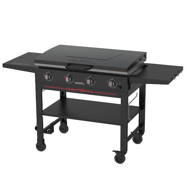 Daytona 4-Burner Propane Gas Griddle with Lid in Black