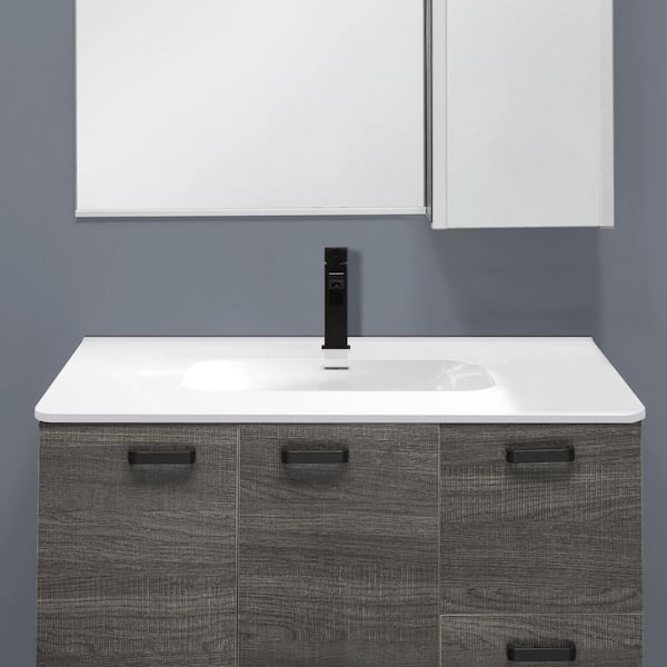 Satico 36 in. Drop-In Rectangular Integrated Bathroom Sink in