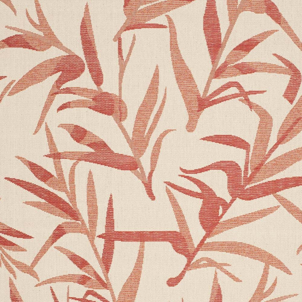 Beige and Terracotta Floral Synthetic Indoor/Outdoor Rug, 5'3" x 7'7"