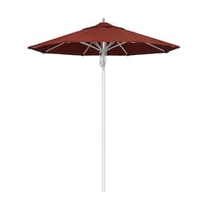 7.5 ft. Silver Aluminum Commercial Market Patio Umbrella Fiberglass Ribs and Pulley Lift in Henna Sunbrella