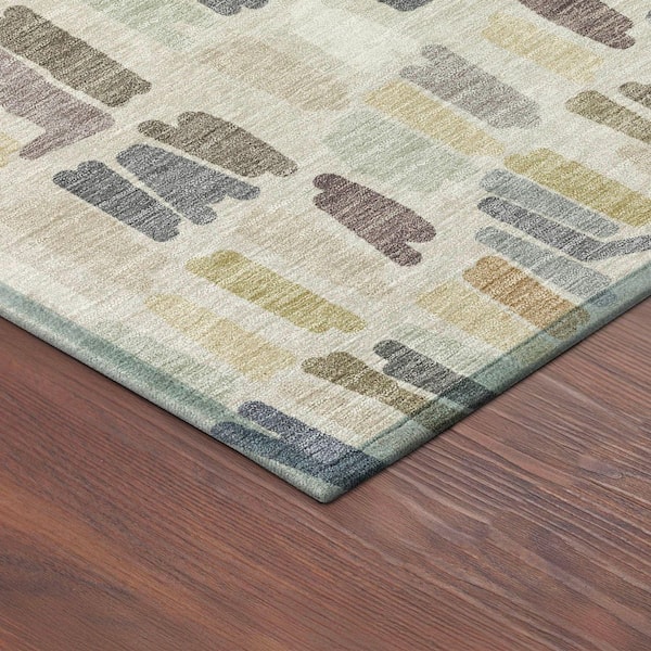 Chantille Machine Washable Indoor/Outdoor Abstract ACN2377 Linen 9 ft. x 12 ft. Area Rug