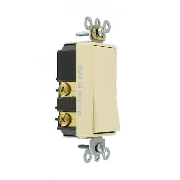 15 Amp Decora Plus Commercial Grade Single Pole Double-Throw Center-Off Maintained Contact Rocker Switch, Ivory