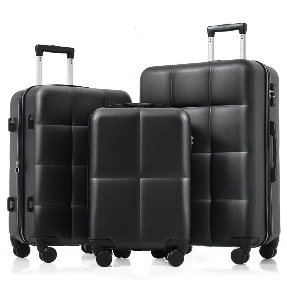 Naked City ボックスセット LIVACA 3-Piece Black ABS Plastic Hardside Spinner Luggage Set with