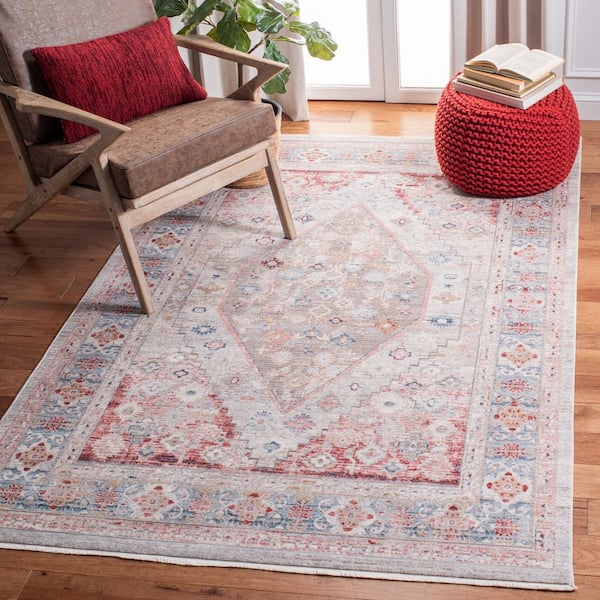 Kenitra 2 ft. x 4 ft. Gray/Blue Distressed Medallion Area Rug