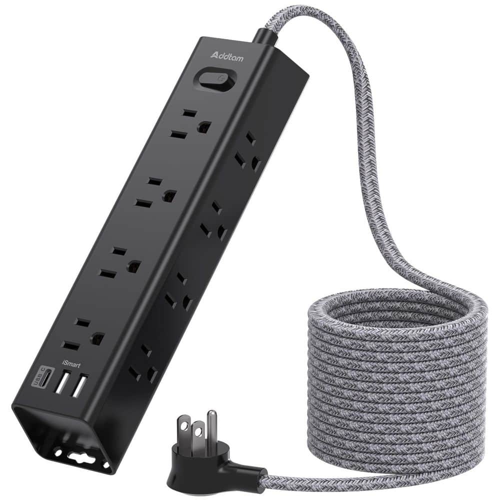 25 ft. Black Extension Cord Power Strip with 12 Widely AC Outlet 3 USB, Wall Mount Overload Protection Charging Station price history on PriceWatchPro