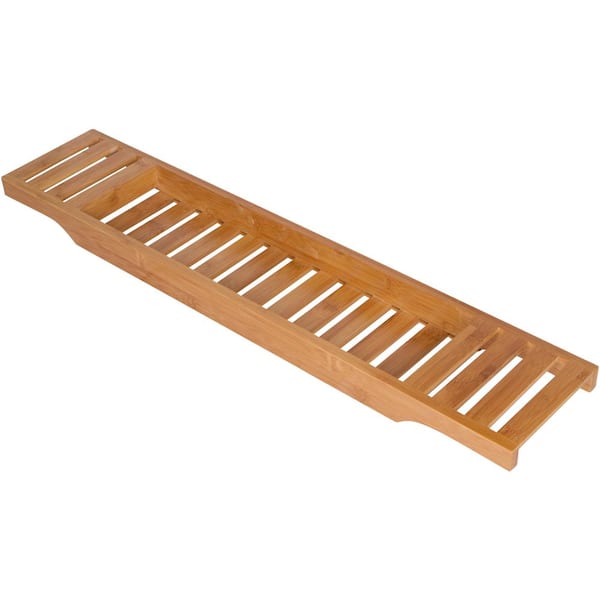 Trademark Innovations Large 28.7 in. Bamboo Long Slatted Bathtub Tray