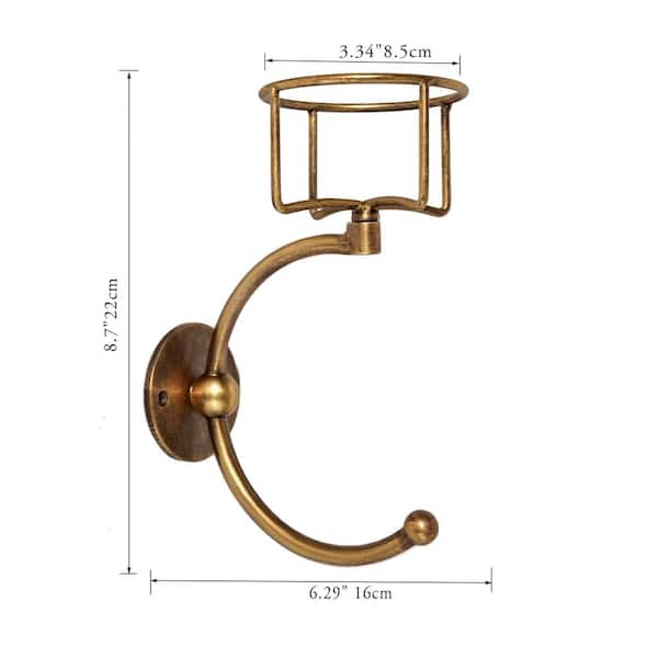 Wall Mounted C-Shaped Towel Ring with Top Storage Basket in Bronze, Unique Space-Saving Wall Mount Holder for Towels