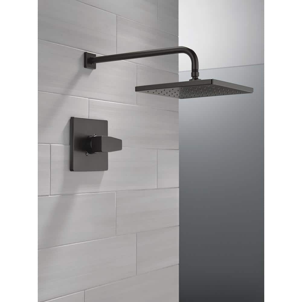 Matte Black Modern Square Rainfall Shower Faucet Set