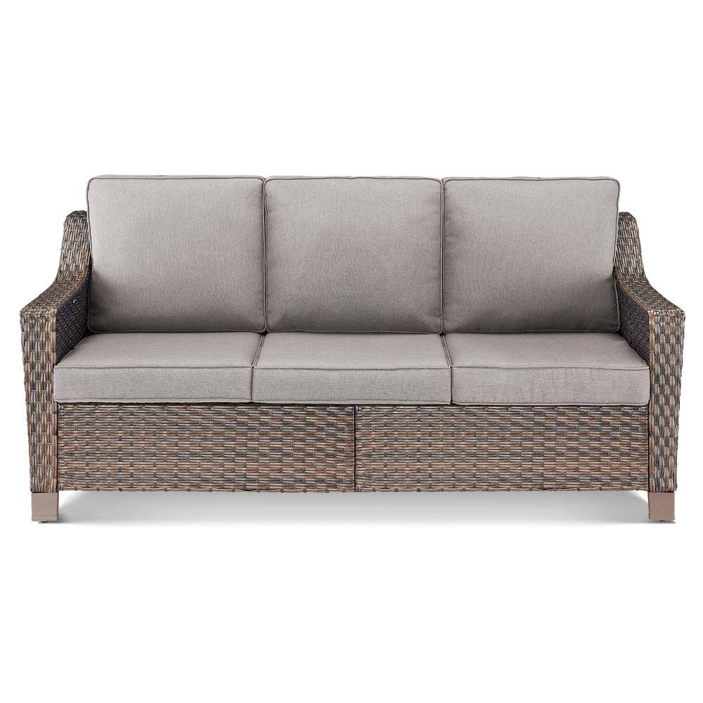 Frazee Brown Wicker3-Seat Sofa 1-Piece Outdoor Couch with CushionGuard Gray Cushions price history on PriceWatchPro
