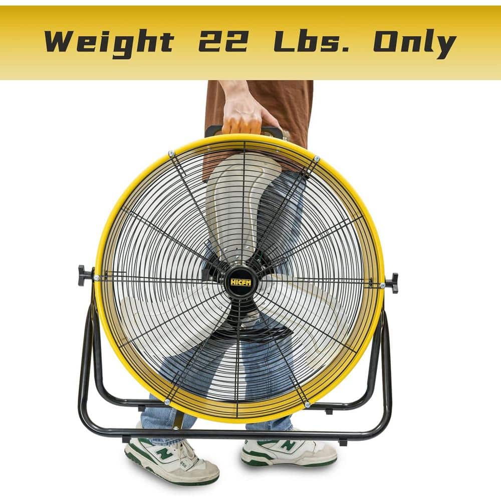 24-Inch Yellow and Black High Velocity Drum Fan with Steel Housing