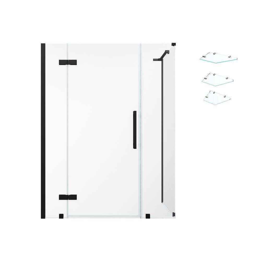 Tampa Black Frameless Corner Shower Enclosure with Shelves