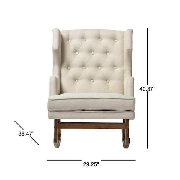 Baxton Studio Iona Mid Century Beige Fabric Upholstered Rocking