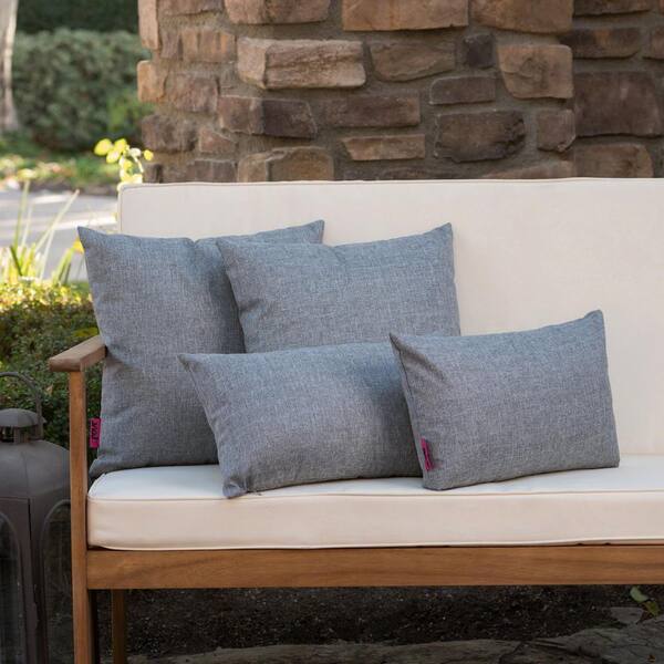 Noble House Coronado Grey Outdoor Patio Throw Pillow (4-Pack)