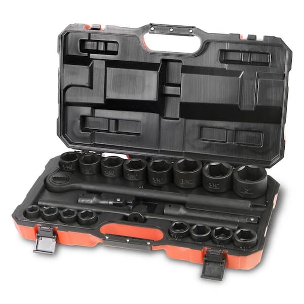 3/4 in. Black SAE Impact Ratchet Drive Socket Set Standard Size (21-Piece)