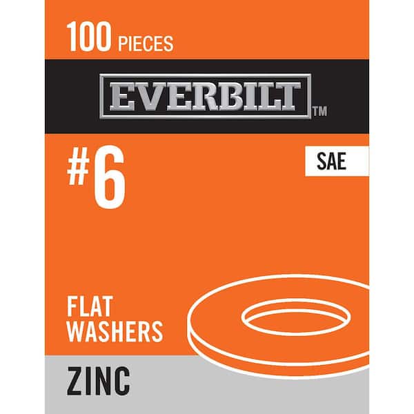 Everbilt #6 Zinc Flat Washer (100-Pack)