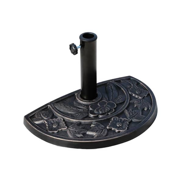 ITOPFOX 20 lbs. Metal Pole and Resin Base Patio Umbrella Base Half Round with Adjusting Knob in Bronze