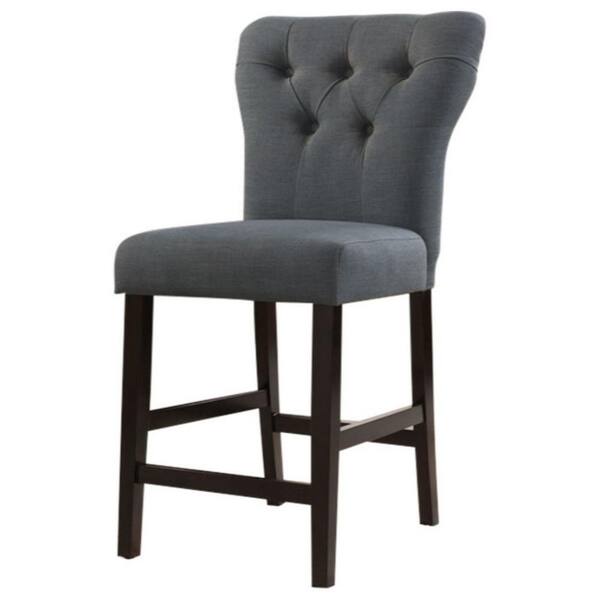 HomeRoots Amelia 2-Pieces Gray Linen And Walnut Counter Height Chair