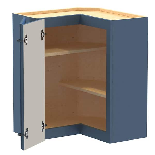 Home Decorators Collection Washington 24 in. W x 24 in. D x 30 in. H in Blue Thermofoil Plywood Assembled Wall Kitchen Corner Cabinet w Adj Shelves