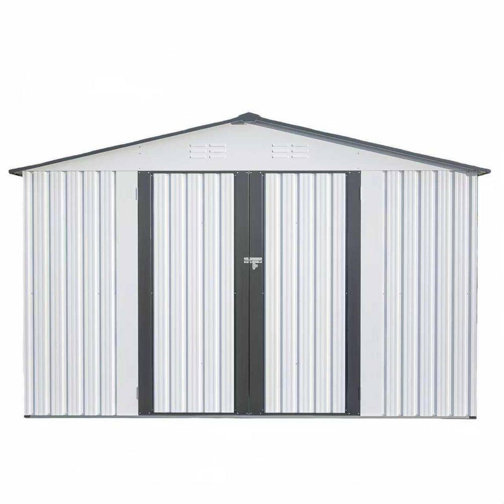 10 ft. W x 8 ft. D Metal Outdoor Storage Shed with Double Pitched Roof Lockable Double Door (80 sq. ft. ) in White price history on PriceWatchPro