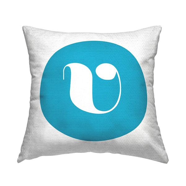 Stupell Industries Blue Initial V Square Outdoor Throw Pillow