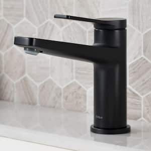 Indy Single Hole Single-Handle Basin Bathroom Faucet in Matte Black (2-Pack)