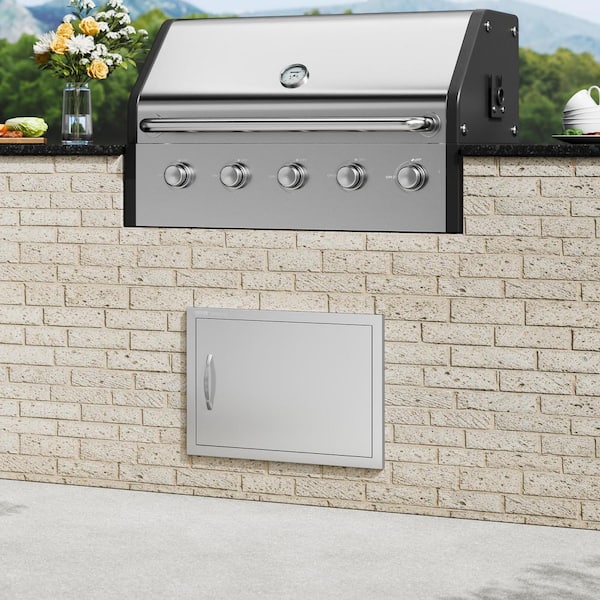 VEVOR Single BBQ Access Door Vertical Stainless Steel BBQ Door Outdoor Kitchen Doors Bbq Island Grill Station Outside Cabinet