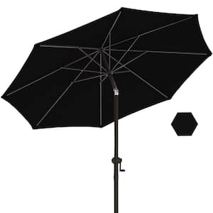 10 ft. Market Patio Umbrella with Push Button Tilt and Crank in Black