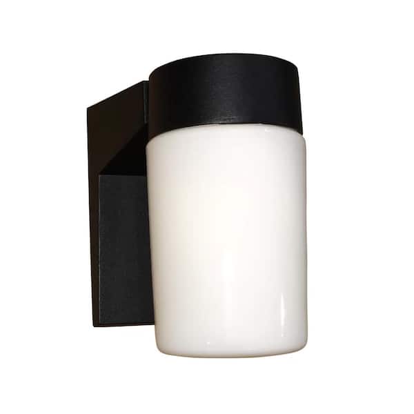 Unbranded Dennis Black Outdoor Sconce Hardwired Cylinder Sconce with Integrated LED