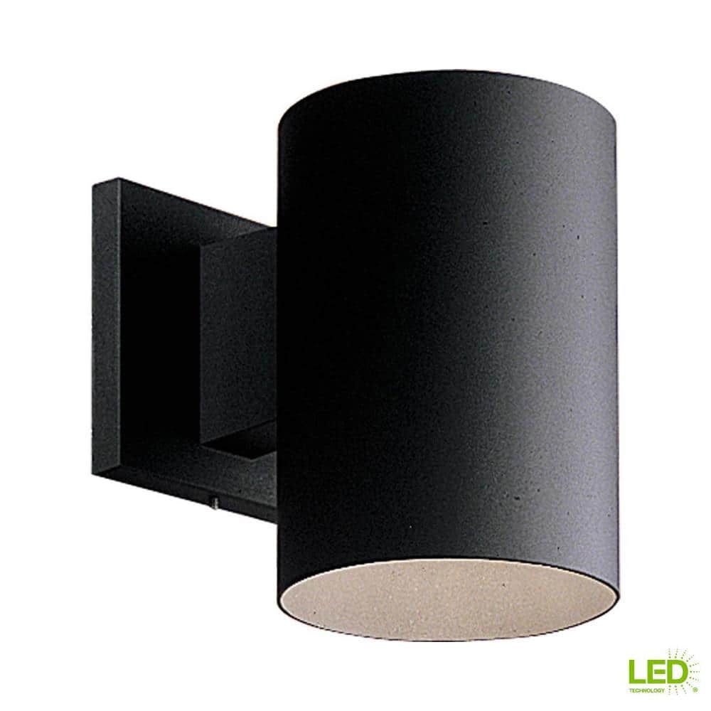 Cylinder Collection 5" Black Outdoor LED Wall Sconce, Dimmable