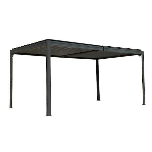 10 ft. x 16 ft. Gray Aluminum Pergola Gray