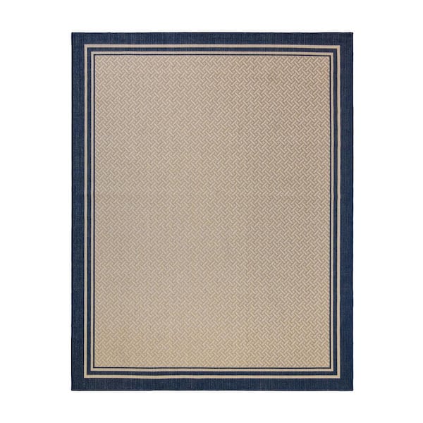 Paseo Soroa Navy 8 ft. x 10 ft. Border Indoor/Outdoor Area Rug