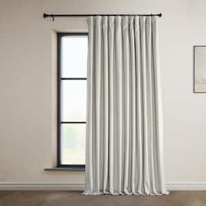 Signature Misty White Plush Velvet Extrawide Hotel Blackout Rod Pocket Curtain - 100 in. W x 108 in. L (1 Panel)