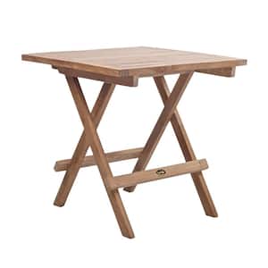 20 in. Folding Square Natural Teak Outdoor Side Table