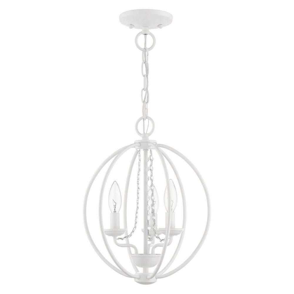 Mini Arabella White Crystal 3-Light Orb Chandelier