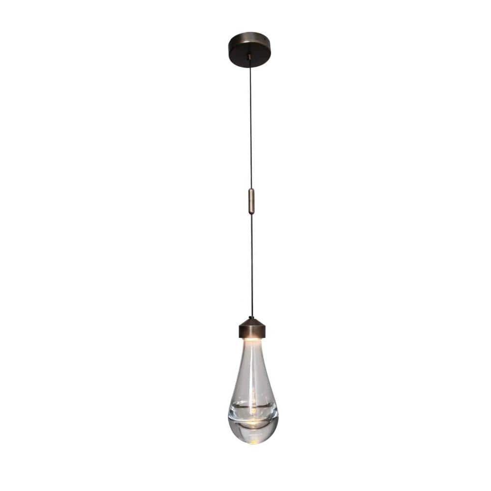 "1-Light 5"" Modern Teardrop Glass Integrated LED Pendant Light In Bronze Finish for Kitchen Island" price history on PriceWatchPro