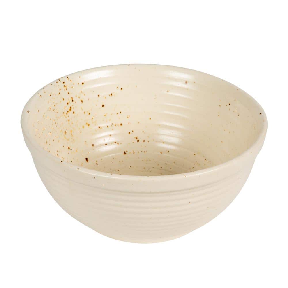 Speckled White Ceramic Farmhouse Serving Bowl