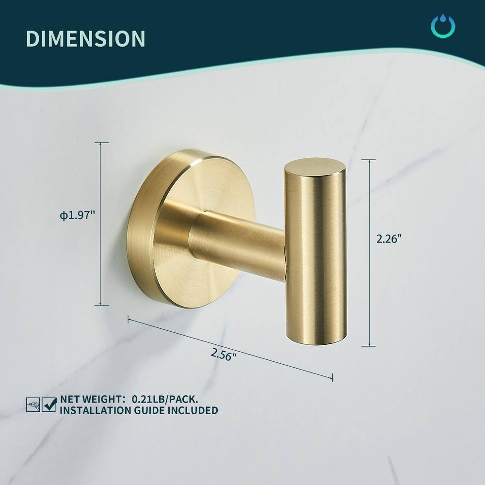 Polished Gold Stainless Steel 5-Piece Bathroom Hardware Set