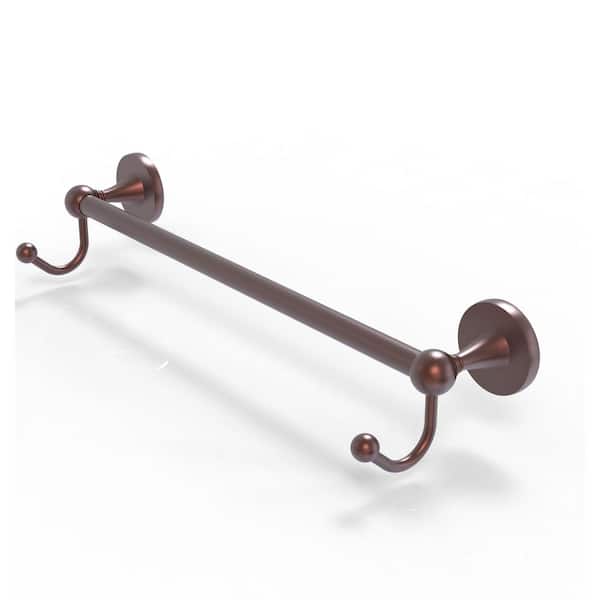 Allied Brass Shadwell Collection 30 in. Towel Bar with Integrated Hooks in Antique Copper