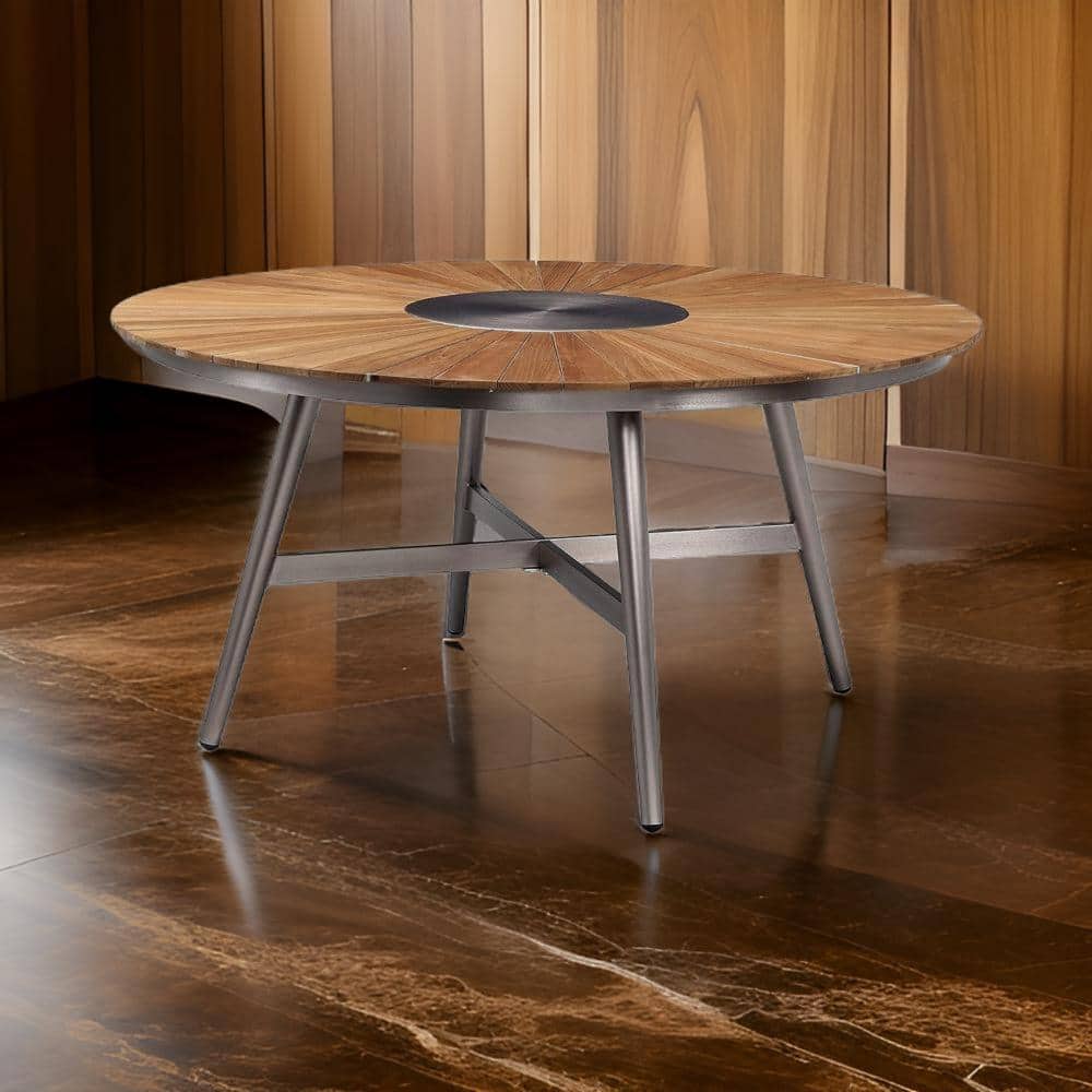 59 in. Champagne and Brown Wood 4-Legs Dining Table Seating-4 price history on PriceWatchPro