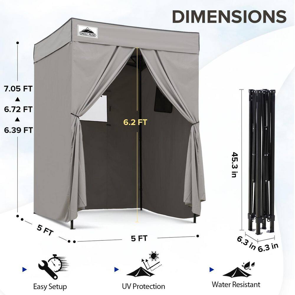 Gray 5x5 Portable Pop-Up Privacy Canopy Tent